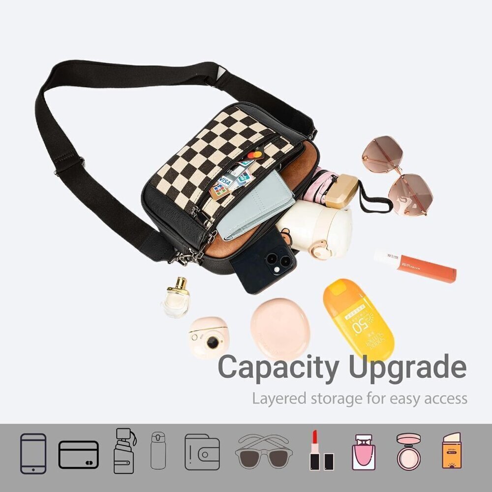 Leather Crossbody Bag for Women Vegan Purses Small Adjustable Strap - Picture 3 of 7